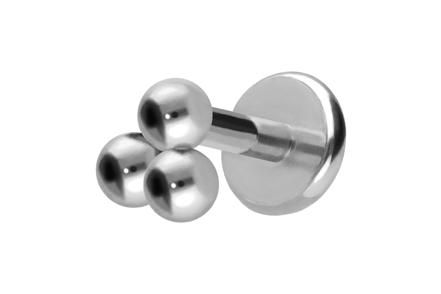 Titan Labret Piercing mit Push Fit 3 KUGELN